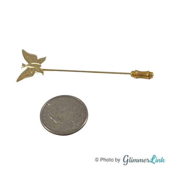 Vintage Gold Tone Butterfly Stick Pin - Picture 8 of 13